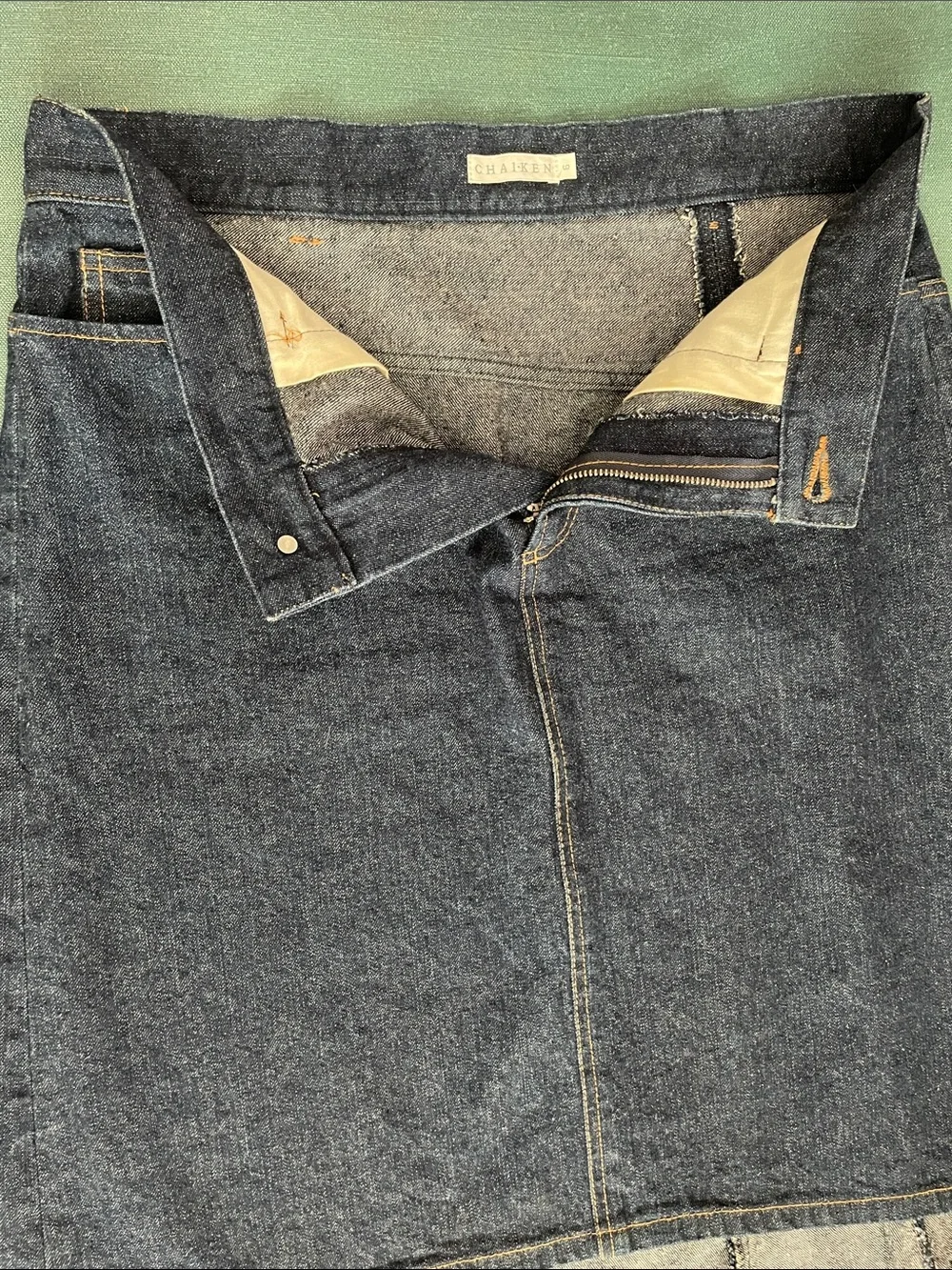 Chaiken Denim Skirt Asymetrical Hemline